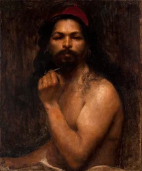Homem, com, um, boné vermelho